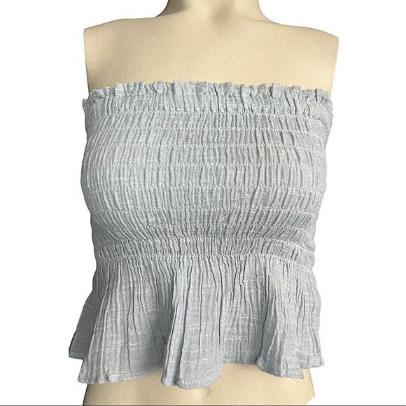 American Eagle Light Blue Strapless Tube Crop Top NWOT - Picture 1 of 12
